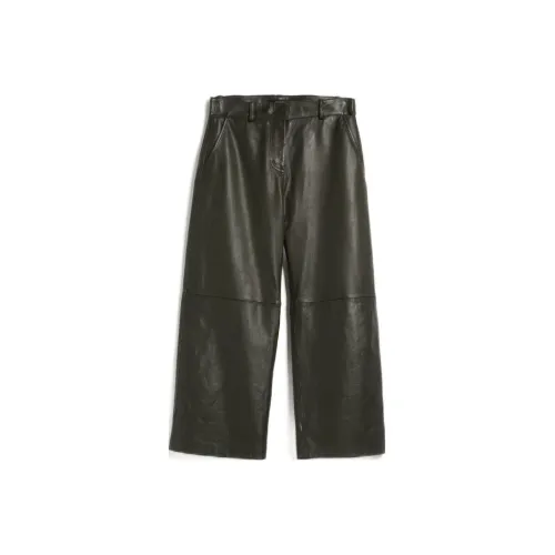 WEEKEND MaxMara Озерный зеленый Женские кожаные брюки
