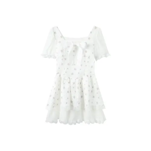 PAVLISOVA Короткое платье с короткими рукавами женское белое