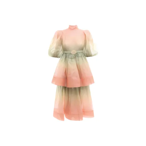 Zimmermann Розовые Женские Платья с Коротким Рукавом