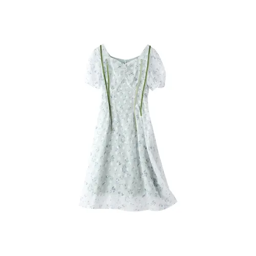 MOPB Цветочный Женский Короткий С рукавами Платья