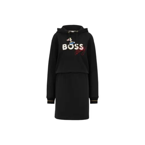 HUGO BOSS HUGO BOSS X LOONEY TUNES SS23 Черное Женское Длинное Платье с Рукавами
