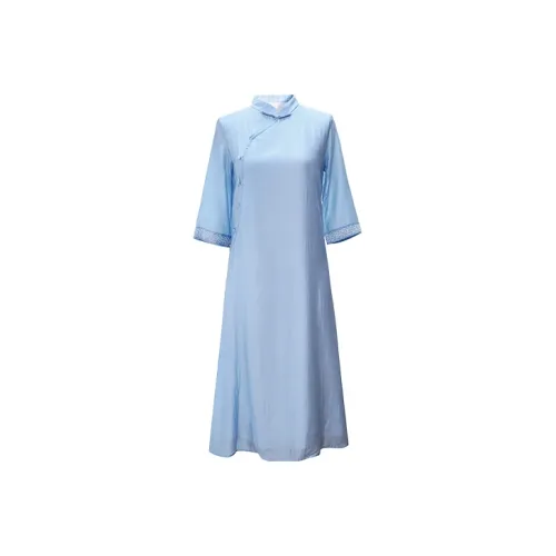 Su Fei Королевский синий Женские Короткие Платья с Рукавами