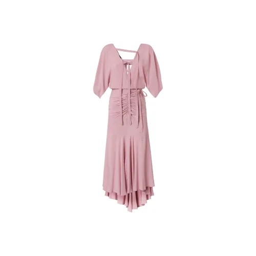 PINKO FW24 Короткое платье с короткими рукавами женское розовое