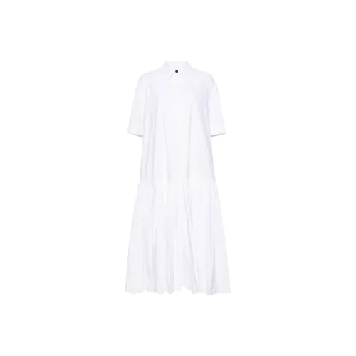 JIL SANDER Белое Женское Короткое Платье с Рукавами