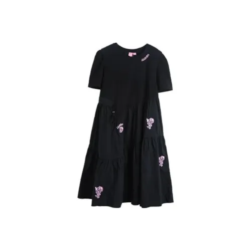 LALABOBO Короткое платье с короткими рукавами женское черное