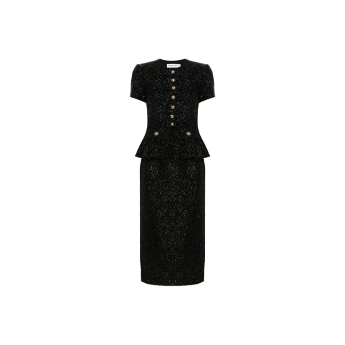 Self Portrait Короткий рукав Платье Женское Черное
