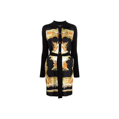 VERSACE Черное Женское Длинное Платье с Рукавами