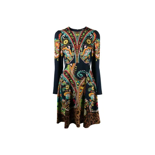 ETRO Синий Женские Длинные Платья с Рукавами