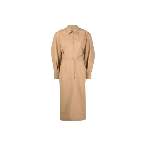 Jacquemus Хаки Женские Длинные Платья с Рукавами