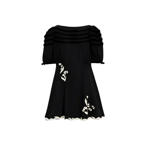 COACH Короткий рукав Платье Женское Черное