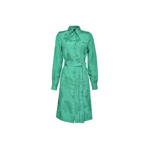 PINKO SS21 Длинное платье с длинным рукавом женское зеленое