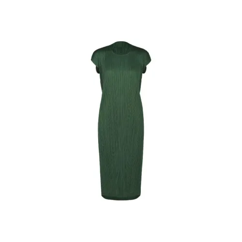 PLEATS PLEASE ISSEY MIYAKE Короткий рукав Платье Женское Темно-зеленый