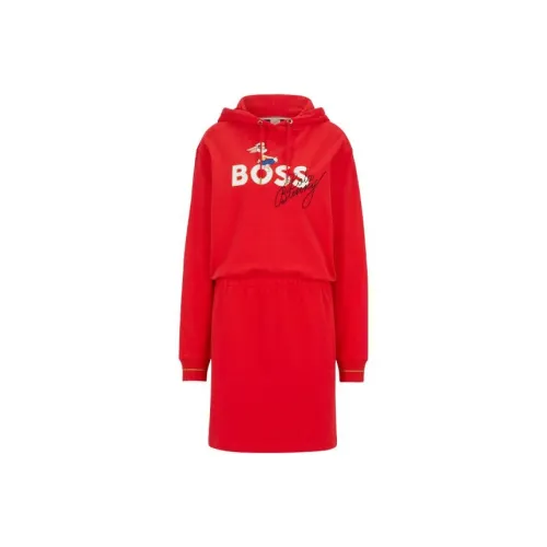 HUGO BOSS HUGO BOSS X LOONEY TUNES SS23 Red Женские Длинные Платья с Рукавами
