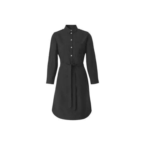 Burberry Черное Женское Короткое Платье с Рукавами