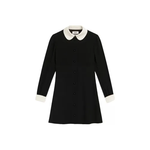 CELINE Черное Женское Длинное Платье с Рукавами