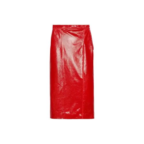 Gucci красная женская кожаная длинная юбка
