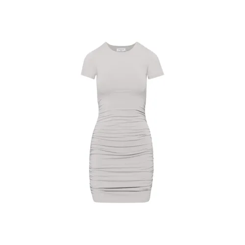 ARITZIA Тень Руче Мини Платье Короткий Рукав Платье Женское Ashen Железно-циановый