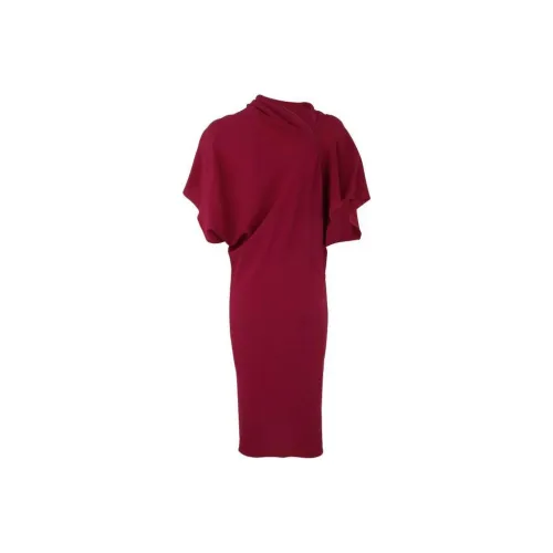 RICK OWENS Red Женские Короткие Платья с Рукавами