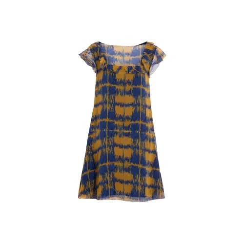 COACH Короткий рукав платье женское горчично-желтого цвета