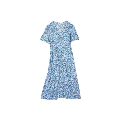 UNIQLO SS22 A Линия Юбка Платье Аква-синий