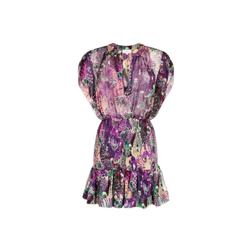A.L.C. Короткое платье с короткими рукавами женское фиолетовое