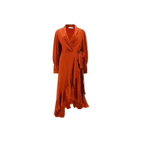 Zimmermann Красно-коричневый Женские Длинные Платья с Рукавами