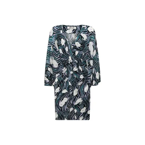 DVF Diane Von Furstenberg FW23 Длинное платье с длинными рукавами женское многоцветное