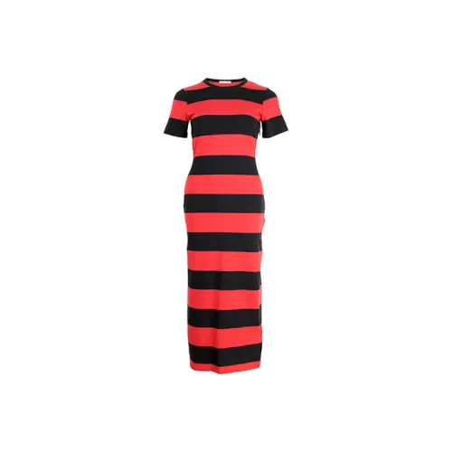RED VALENTINO Черно-красное Женское Короткое Платье с Рукавами