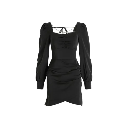 PASSCODIO Длинное платье с длинными рукавами женское черное