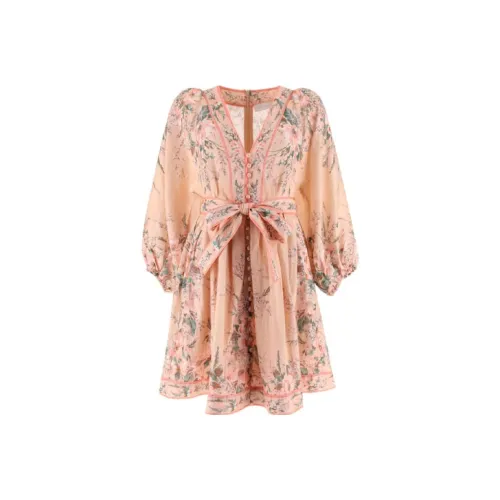 Zimmermann Розовый Женские Длинные Платья с Рукавами