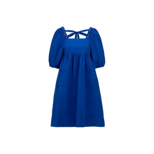 AIVEI Blue Женские Короткие Платья с Рукавами