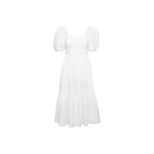 ARITZIA WILFRED AMUSE Поплин Платье-миди Короткий рукав Платье Женское Белое Белый