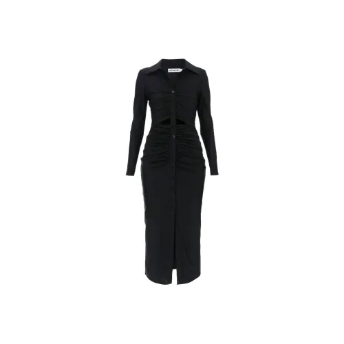 Self Portrait Длинное Платье с Длинными Рукавами Женское Черное