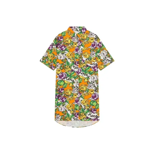 KENZO Апельсиновые Женские Короткие Платья с Рукавами