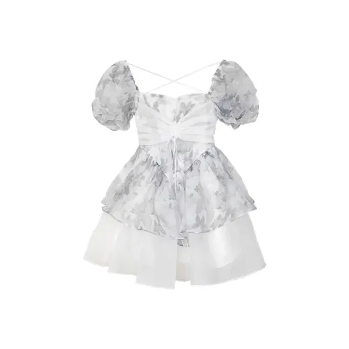 GTLA Короткий рукав Платье Женское Серое