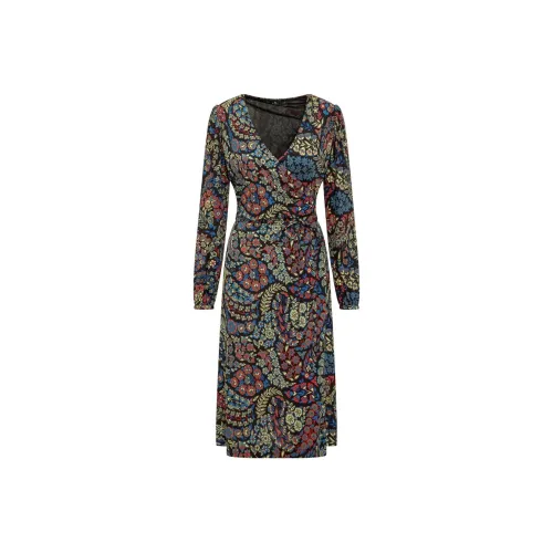 ETRO Черное Женское Длинное Платье с Рукавами