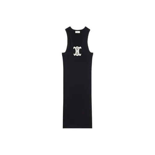 CELINE SS22 Sleeveless Dress Women's Black CELINE SS22 Без рукавов Платье Женское Черное