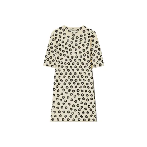 Tory Burch Кремово-белые Женские Платья с Коротким Рукавом