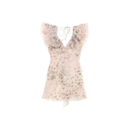 Rotate Короткий рукав Платье Женское Розовое