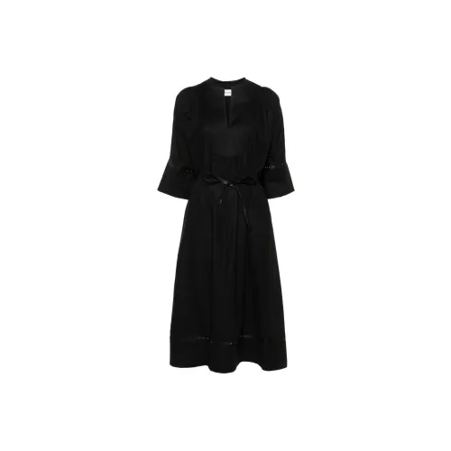 Yves Salomon SS24 Длинное платье с длинными рукавами женское черное