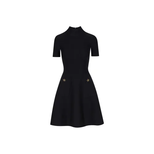 Oscar De La Renta SS24 Короткое платье с короткими рукавами женское черное