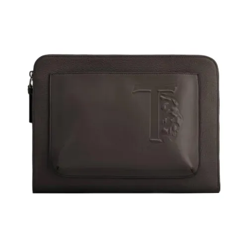 TOD'S Клатч из коровьей кожи мужской темно-коричневый