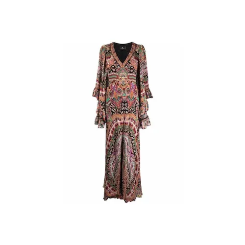 ETRO Коричневый Женские Длинные Платья с Рукавами