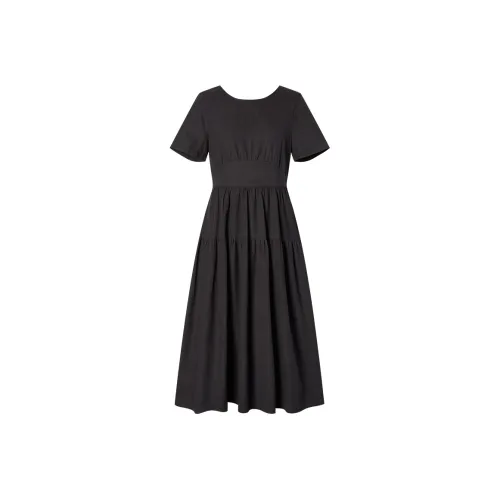 I'M ONE SS22 Круглый вырез Облегающий Короткий рукав Платье Женское Черное