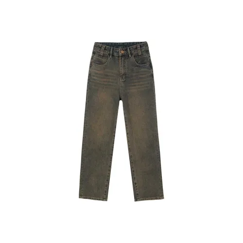 FAWENXIANGZI Джинсы Женские Винтаж Синий