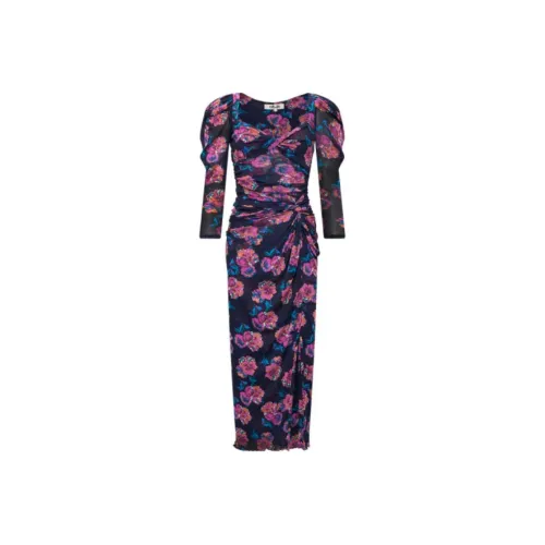 Diane von Furstenberg Розовые Женские Длинные Платья с Длинными Рукавами