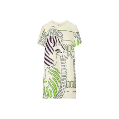 TORY BURCH Короткое платье с короткими рукавами цвет слоновая кость женское