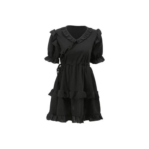 ZUKIZUKI Короткое платье с короткими рукавами женское черное