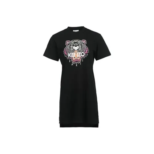KENZO Черное Женское Короткое Платье с Рукавами