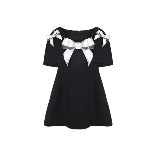 ITIB CHICTOPIA Черное Женское Короткое Платье с Рукавами